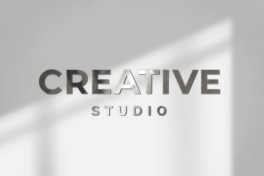 Creative studio business logo psd template in steel texture