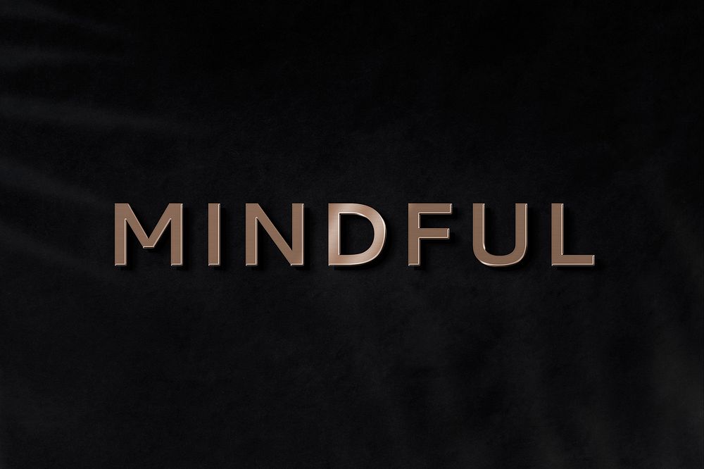 Mindful text psd in metallic gold style