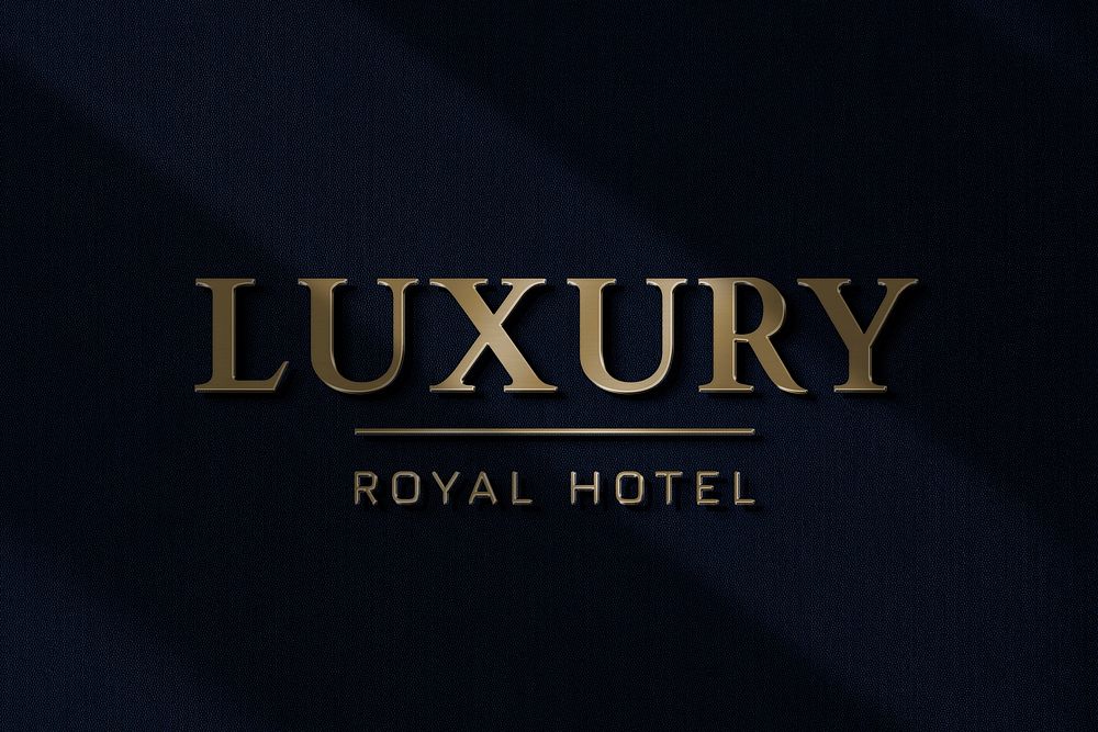 Luxury hotel logo template psd in gold foil text effect