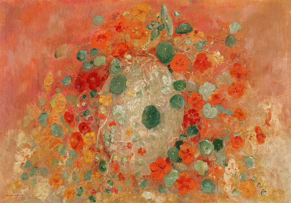Nasturtiums (1905) by Odilon Redon. Original from the Yale University Art Gallery. Digitally enhanced by rawpixel.