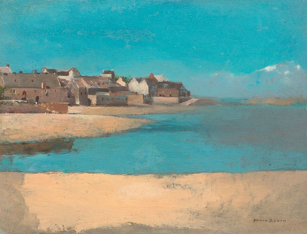 Village by the Sea in Brittany (1880) by Odilon Redon. Original from the National Gallery of Art. Digitally enhanced by…