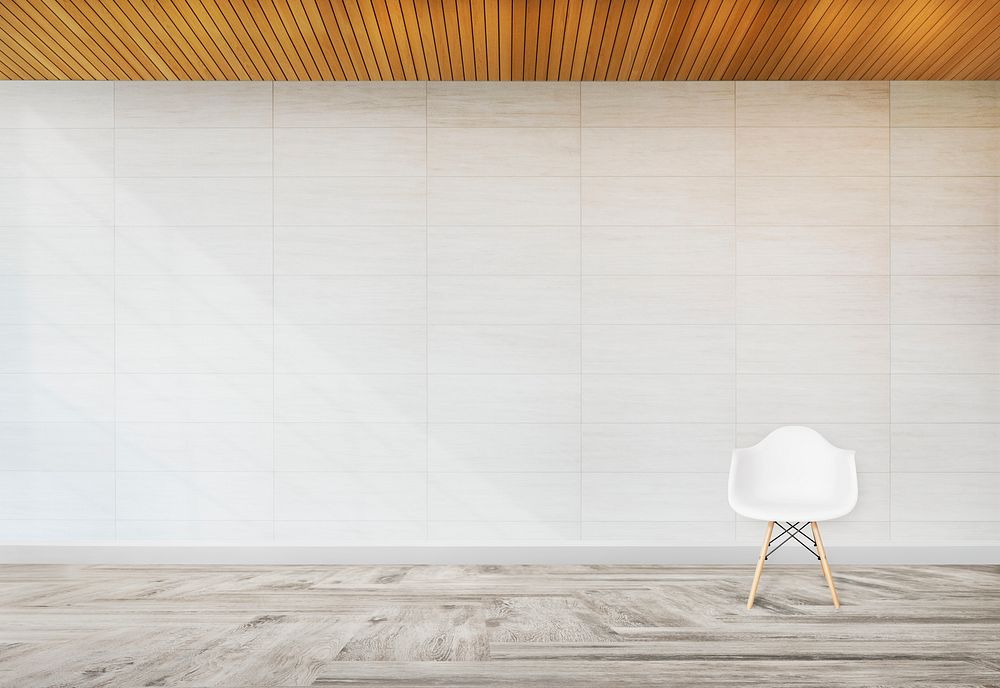 White chair against a wall mockup