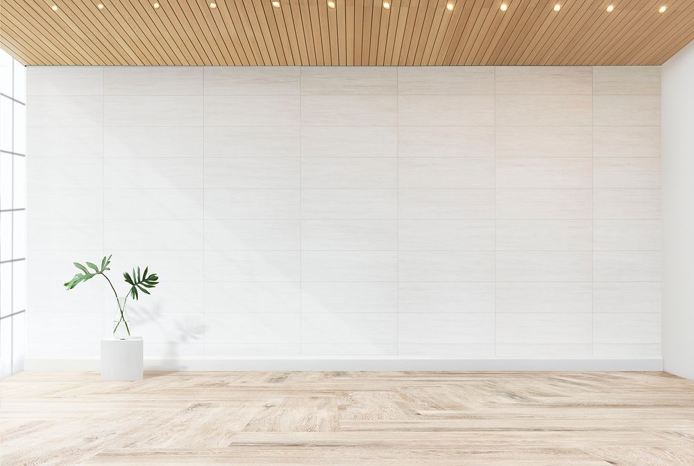Plant against a white wall mockup