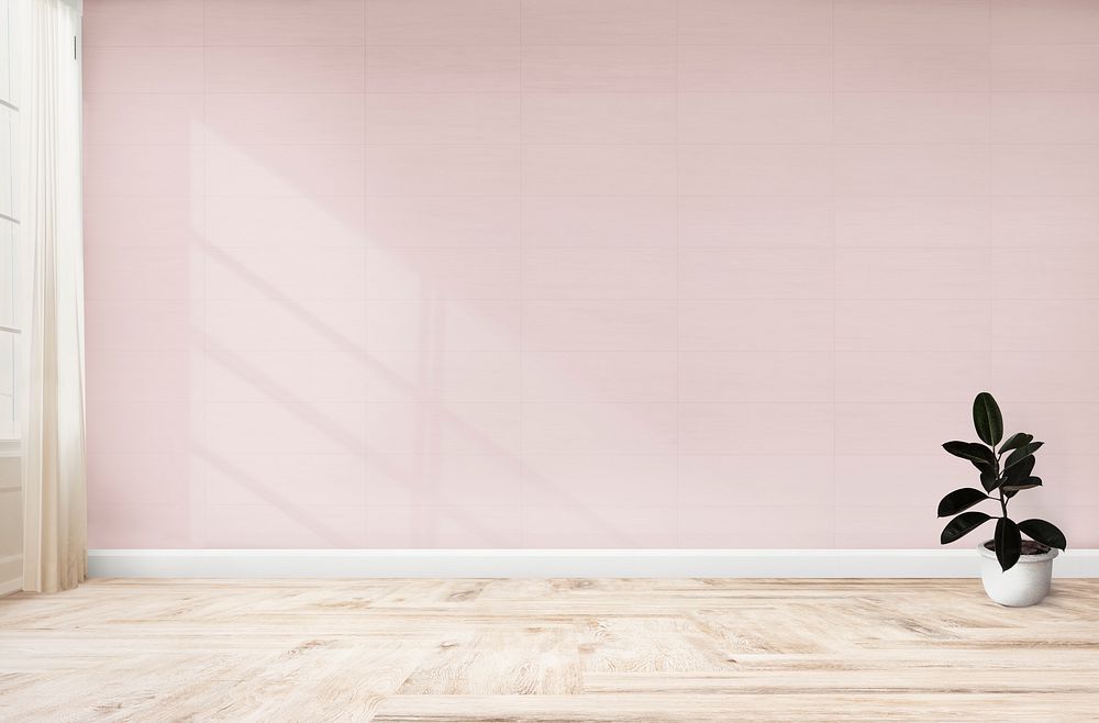 Plant against a pink wall mockup