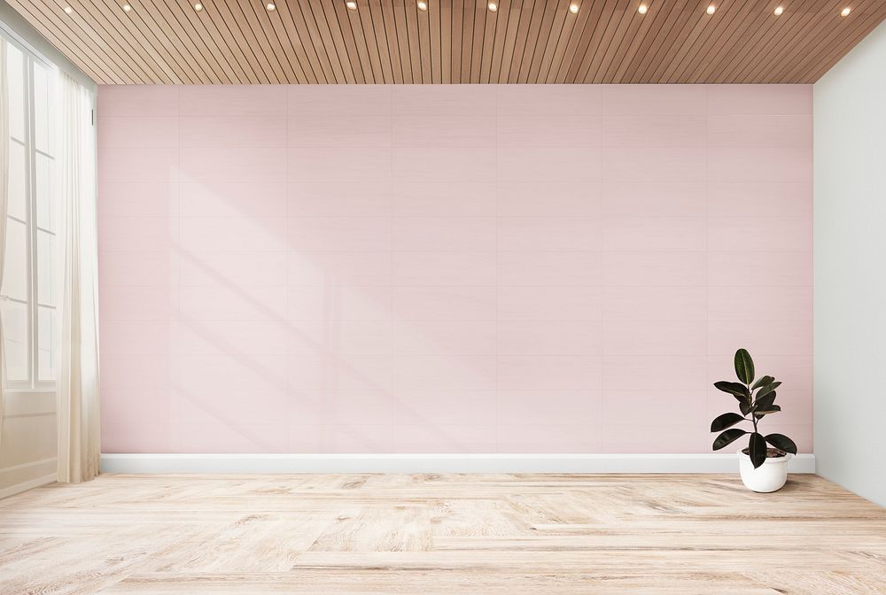Plant against a pink wall mockup