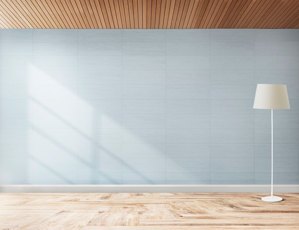 Lamp against a blue wall mockup