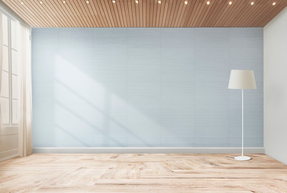 Lamp against a blue wall mockup