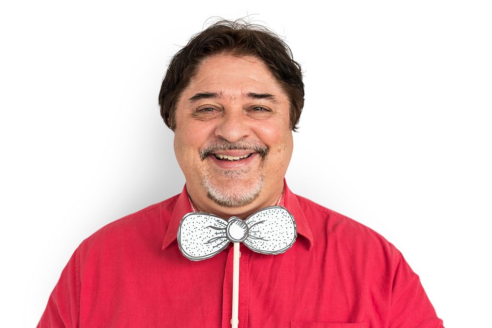 Portrait of a man with a paper bowtie