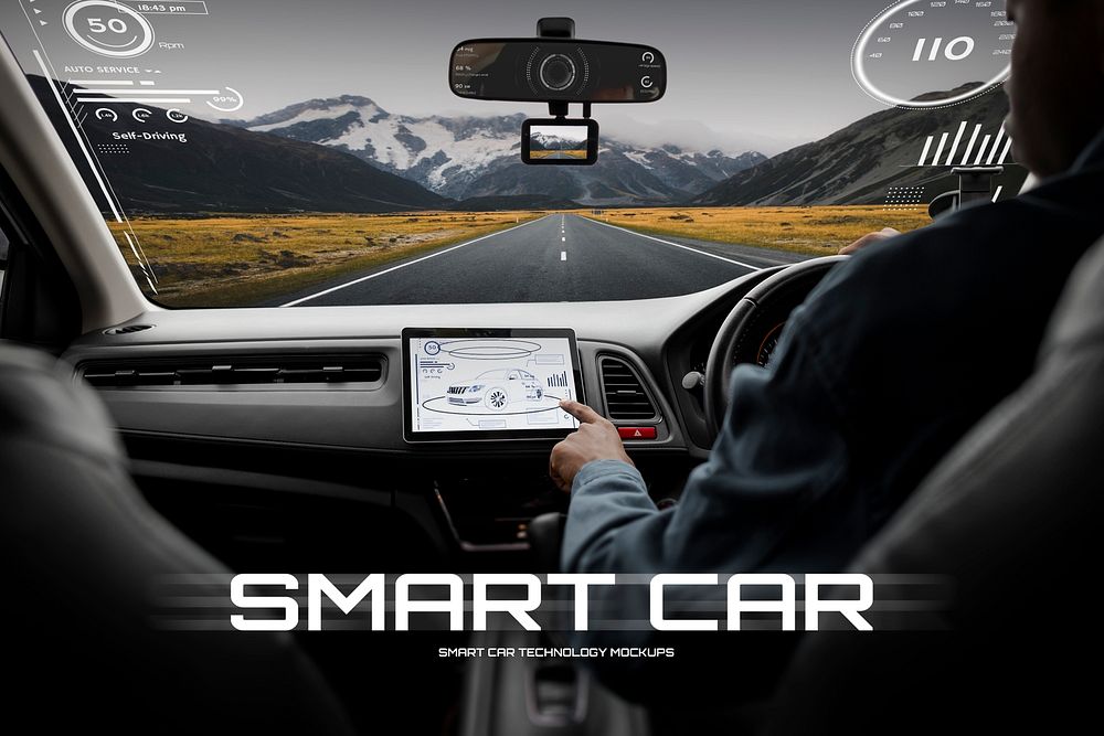 Smart car navigation screen mockup psd