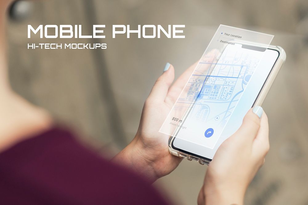 Mobile phone mockup psd with hologram 