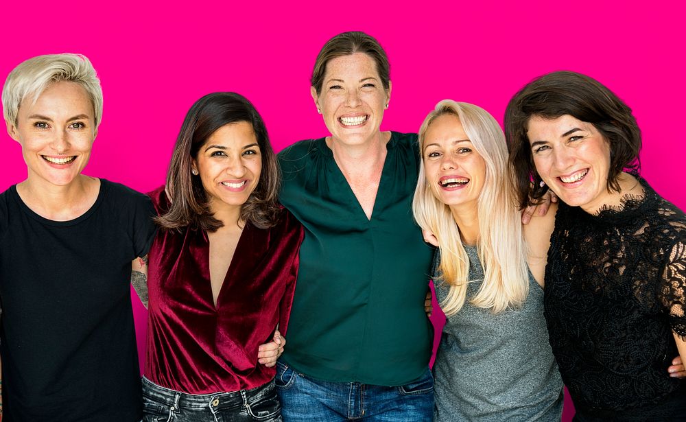 Group of women feminism friends smiling positivity