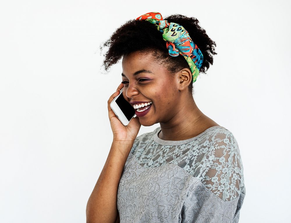 Portrait of an African woman on the phone