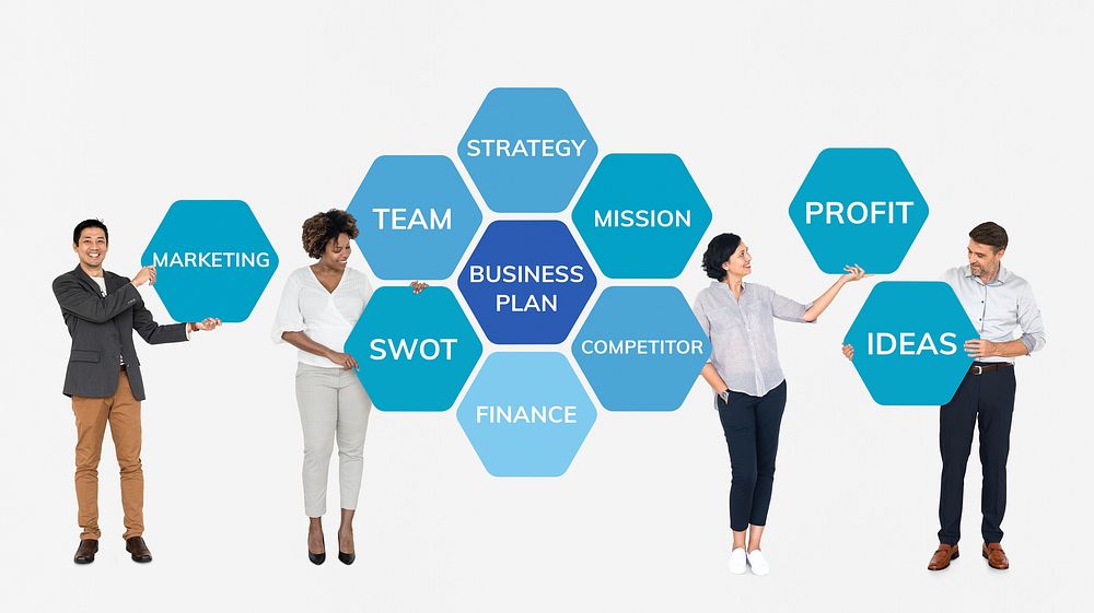 Diverse team with a business plan