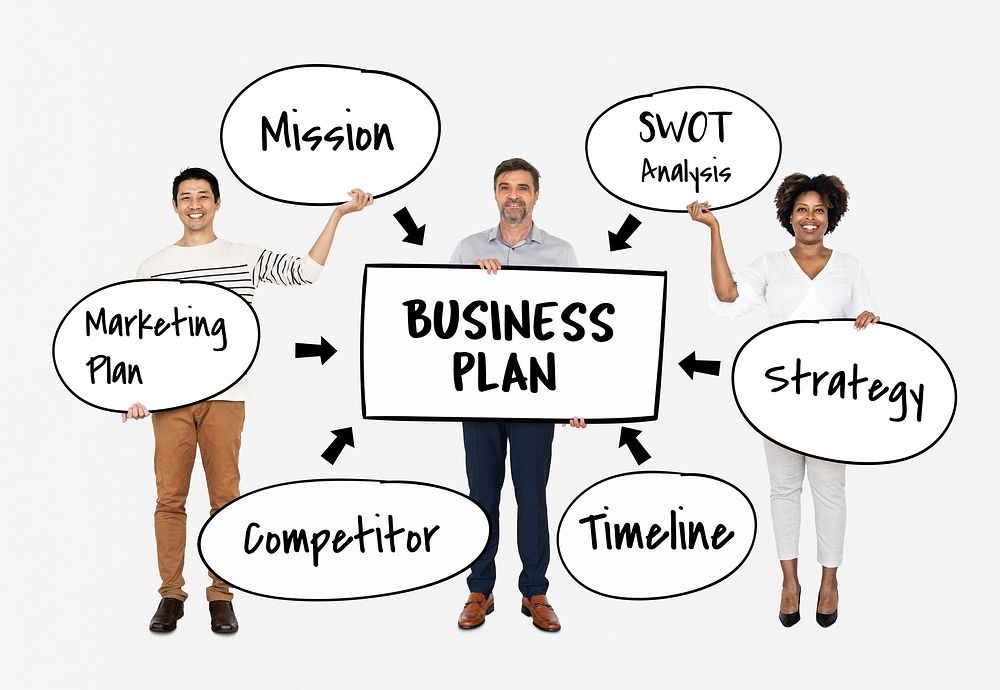 Diverse team with a business plan