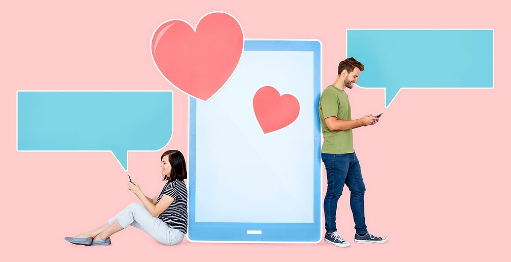 Couple texting loving messages to each other