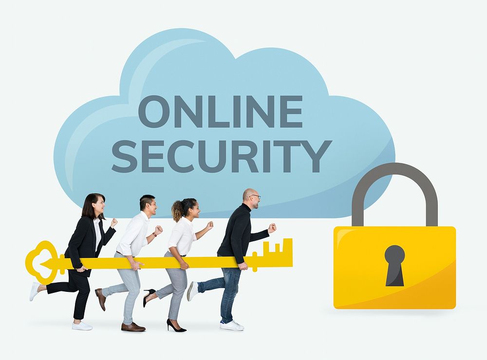 Business people focusing on online security