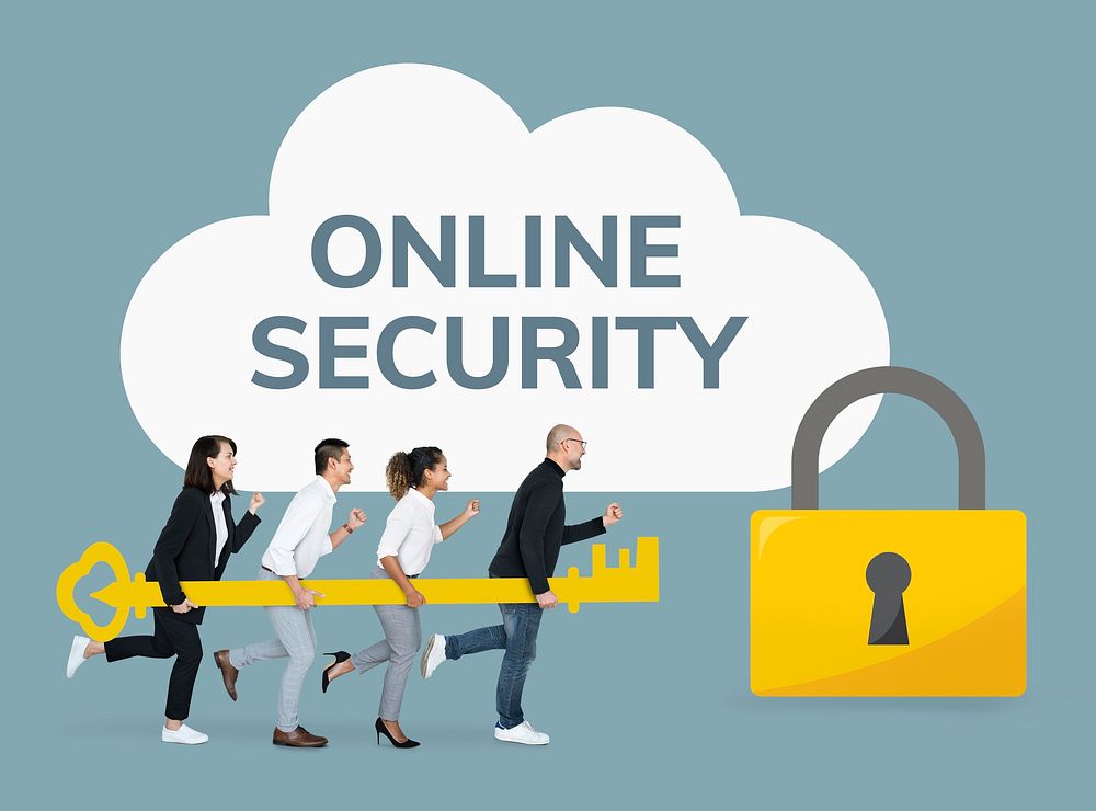 Business people focusing on online security