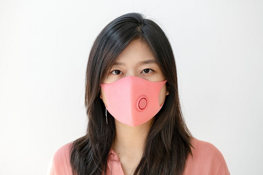 Korean woman wearing a face mask