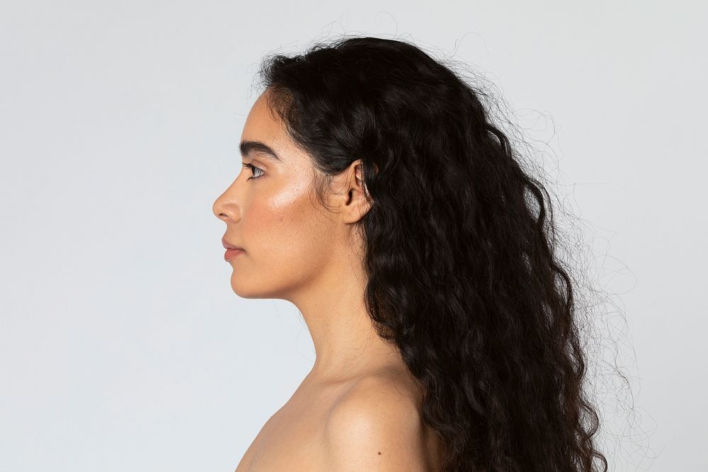 Woman side portrait shoot in a studio