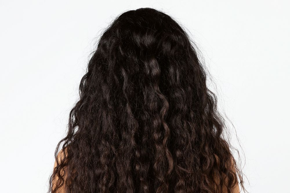 Rear view of natural black curly hair