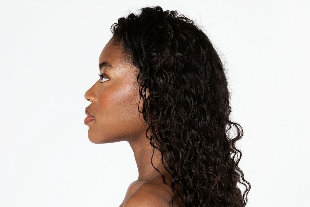 Beautiful black woman in a profile shot