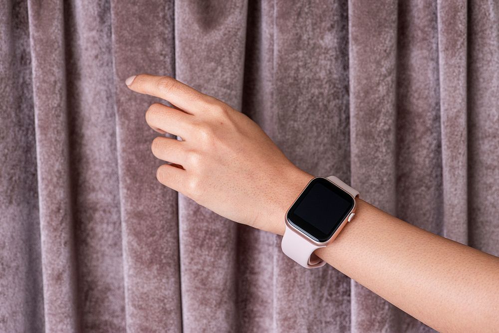 Closeup of a smartwatch in a woman's wrist