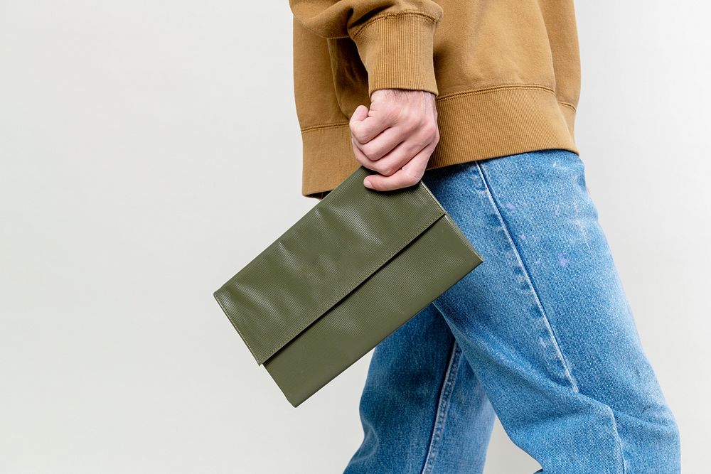 Woman with a green purse