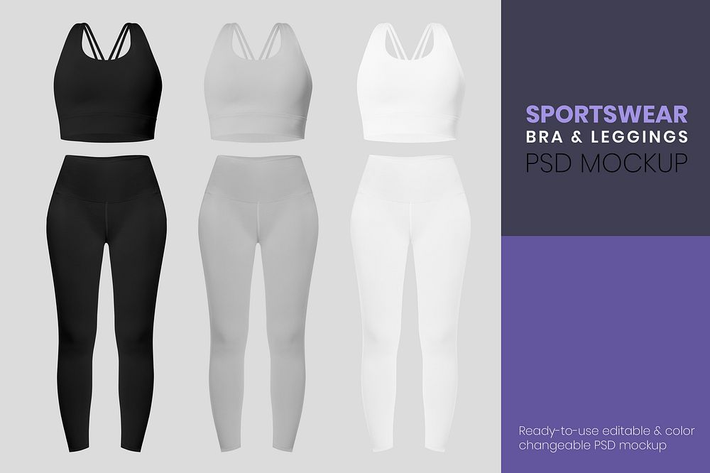 Editable sportswear psd mockup template for women&rsquo;s apparel ad