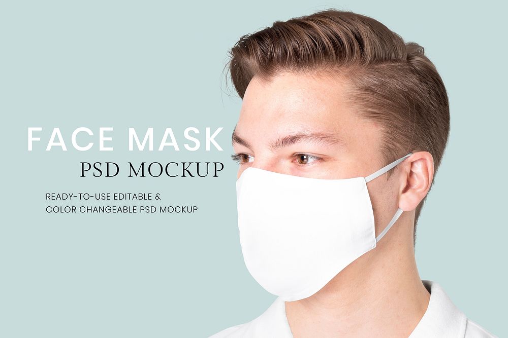 Face mask psd mockup for the new normal fashion advertisement
