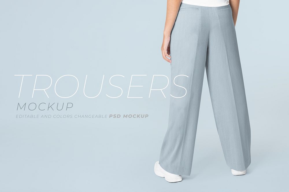 Editable women&rsquo;s trousers mockup psd casual wear fashion ad