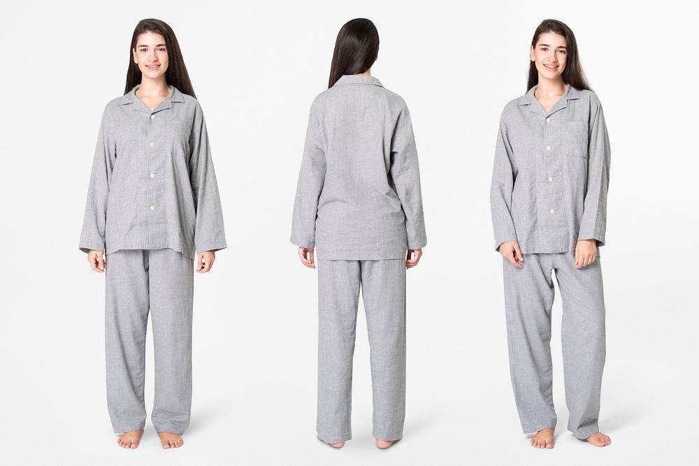 Woman mockup psd in pajamas comfy sleepwear apparel full body