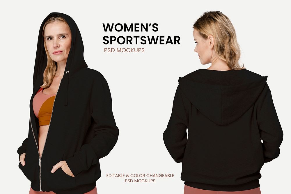 Editable women&rsquo;s sportswear psd for apparel ad