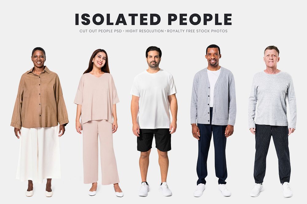 Editable apparel mockup psd on diverse group of people 