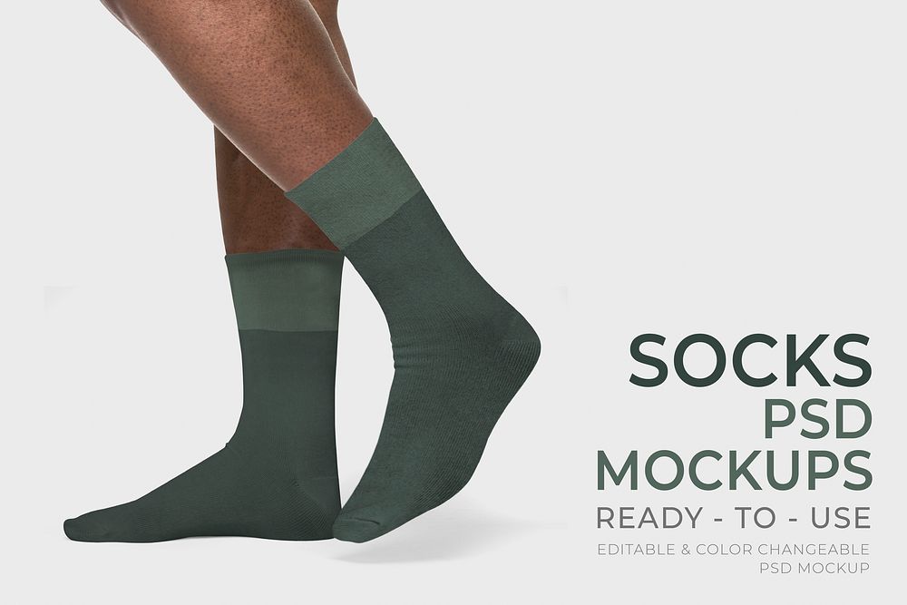 Editable sock mockup psd for apparel ad 