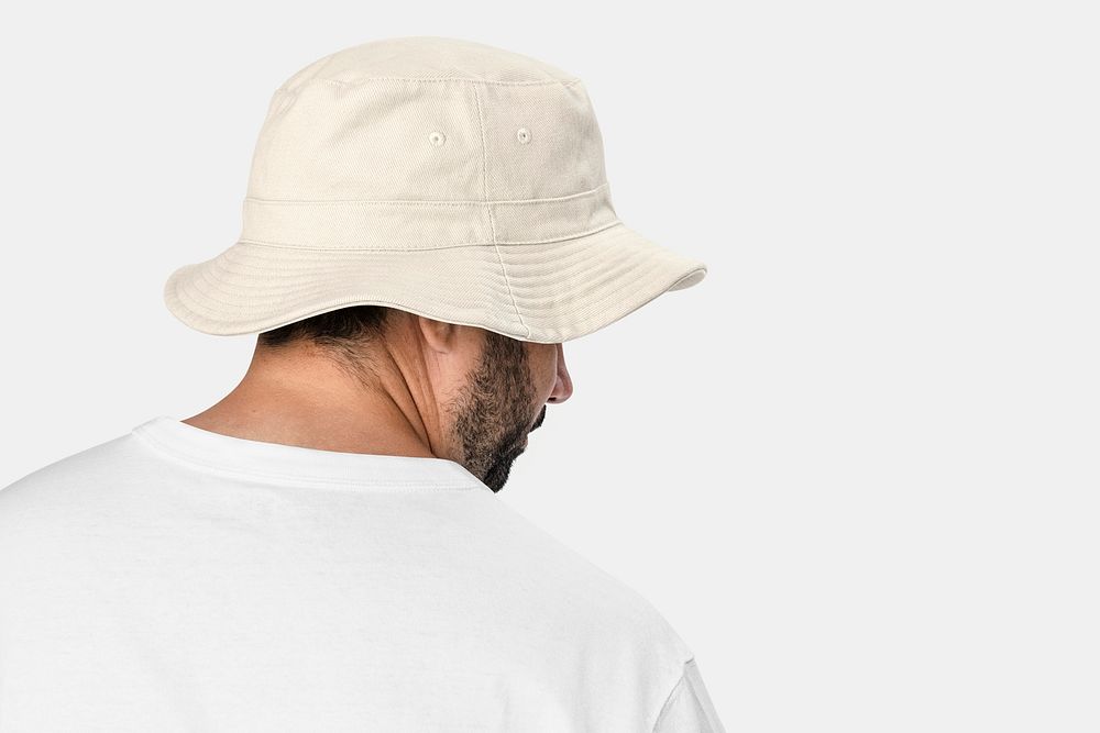 Bucket hat mockup psd men’s fashion, rear view