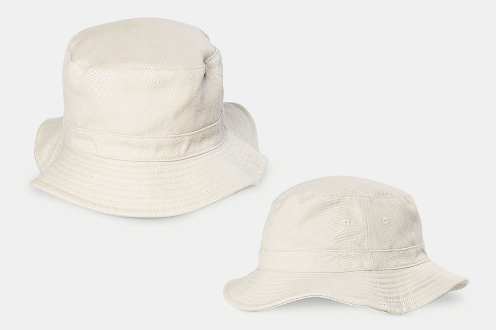Unbleached bucket hat mockup psd streetwear accessories set 