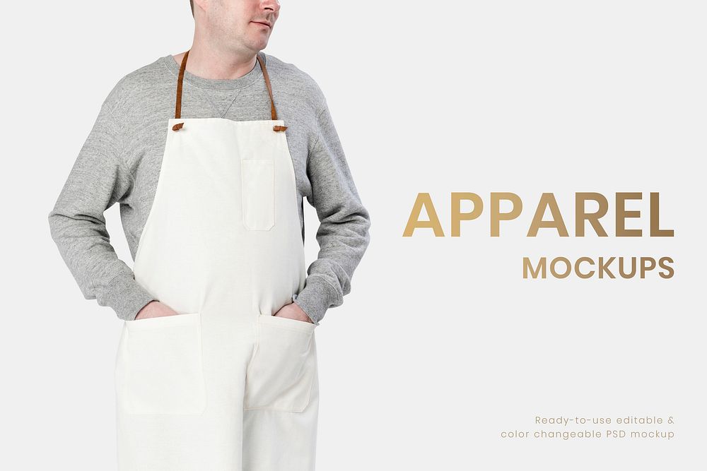 Editable apparel mockup psd cooking apron