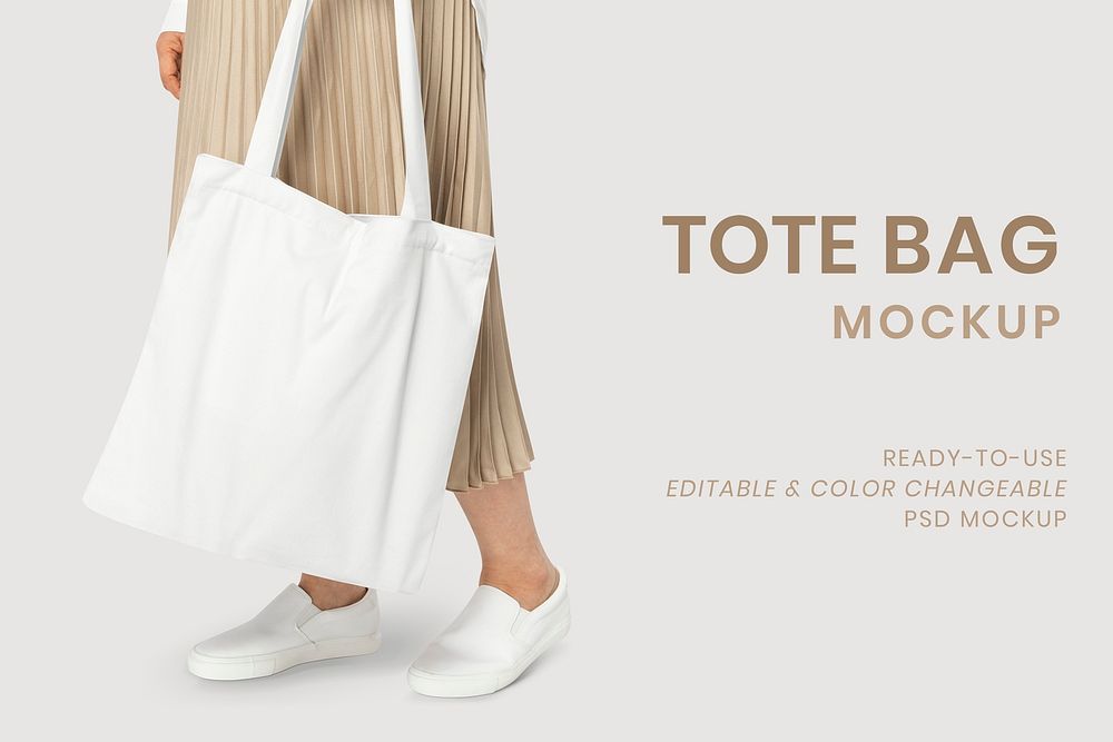 Canvas tote bag mockup psd for basic apparel ad