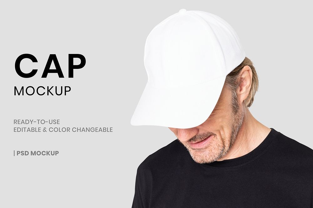 Basic cap mockup psd template for headwear fashion ad