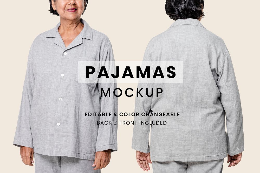 Editable pajamas mockup psd for sleepwear senior apparel ad