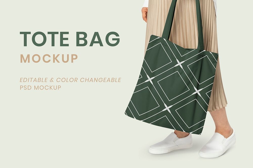 Patterned tote bags mockup psd for apparel editable ad