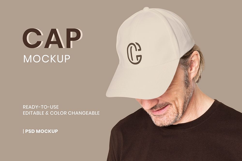 Editable baseball cap mockup psd color changeable apparel ad