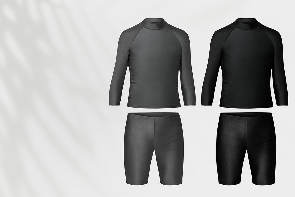 Rash guard swimsuit mockup psd in black men’s summer apparel