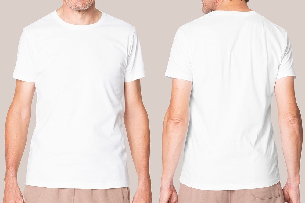 Men&rsquo;s white t-shirt psd mockup for apparel ad