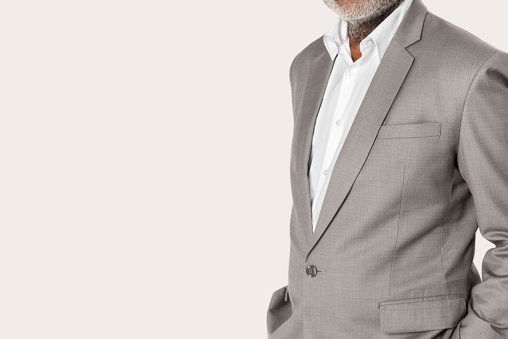 African American businessman in gray suit studio portrait