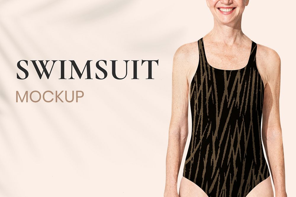 Editable senior swimsuit mockup psd for summer apparel ad