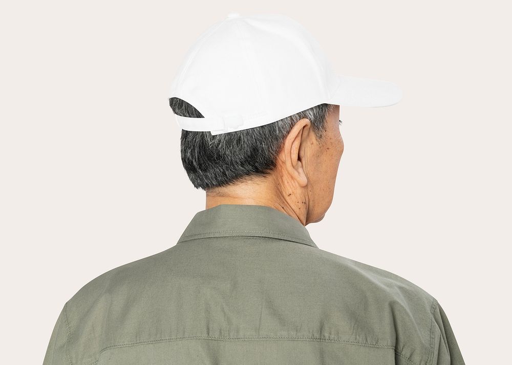 Simple white cap mockup psd men&rsquo;s apparel close up rear view