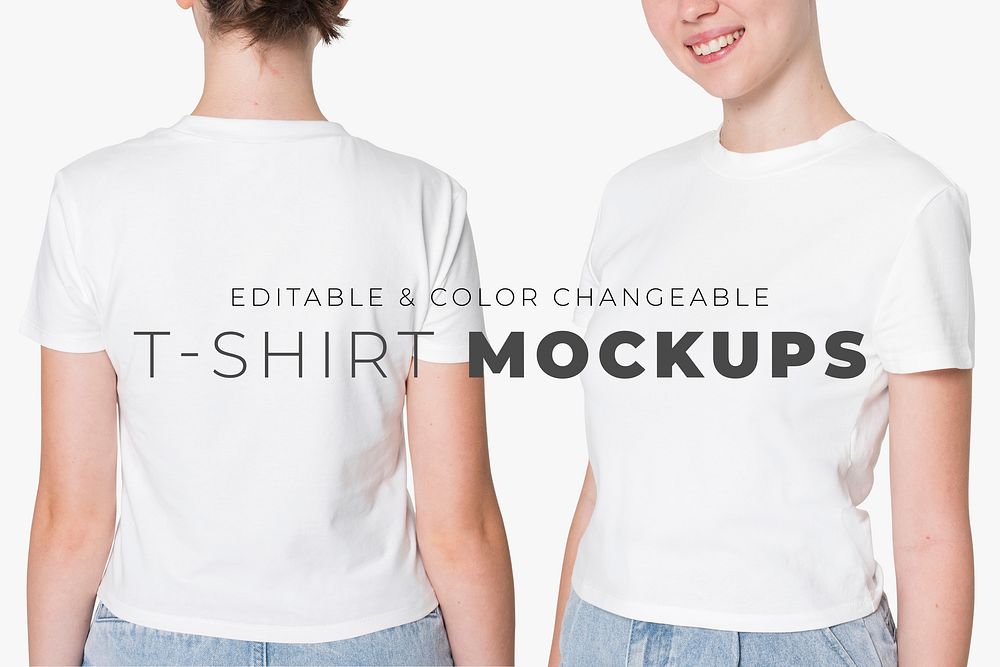Editable t-shirt mockup psd template basic teen&rsquo;s apparel ad