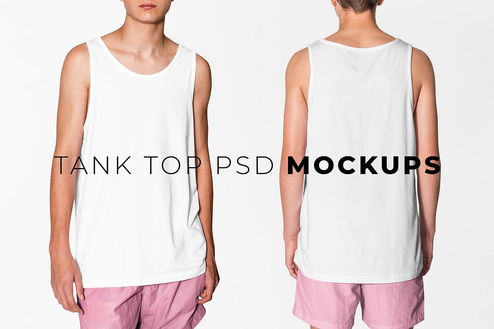Editable tank top psd mockup template basic youth apparel ad