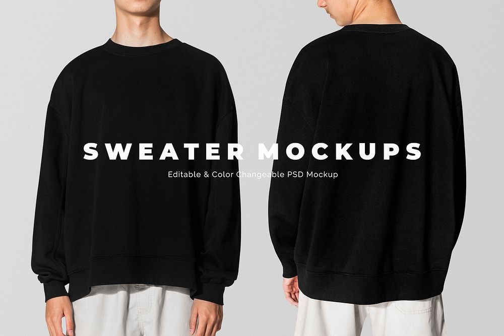 Editable sweater mockup psd template for winter apparel ad